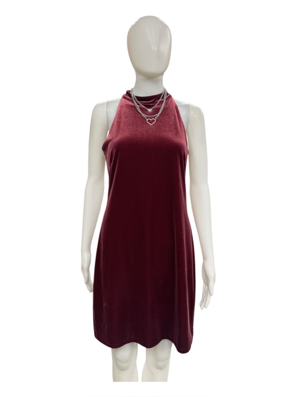 White House Black Market Burgundy Velvet Halter Mini Dress Size XS
